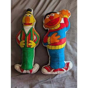 Vtg 80's Jim Henson Sesame Street Muppets Stuffed Pillow Rag Dolls Bert Ernie